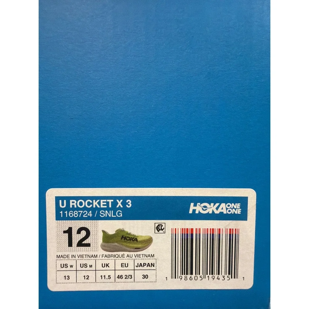 HOKA Rocket X 3 Running Shoes SNLG Size 12 Men's New in Box ($250 Retail)